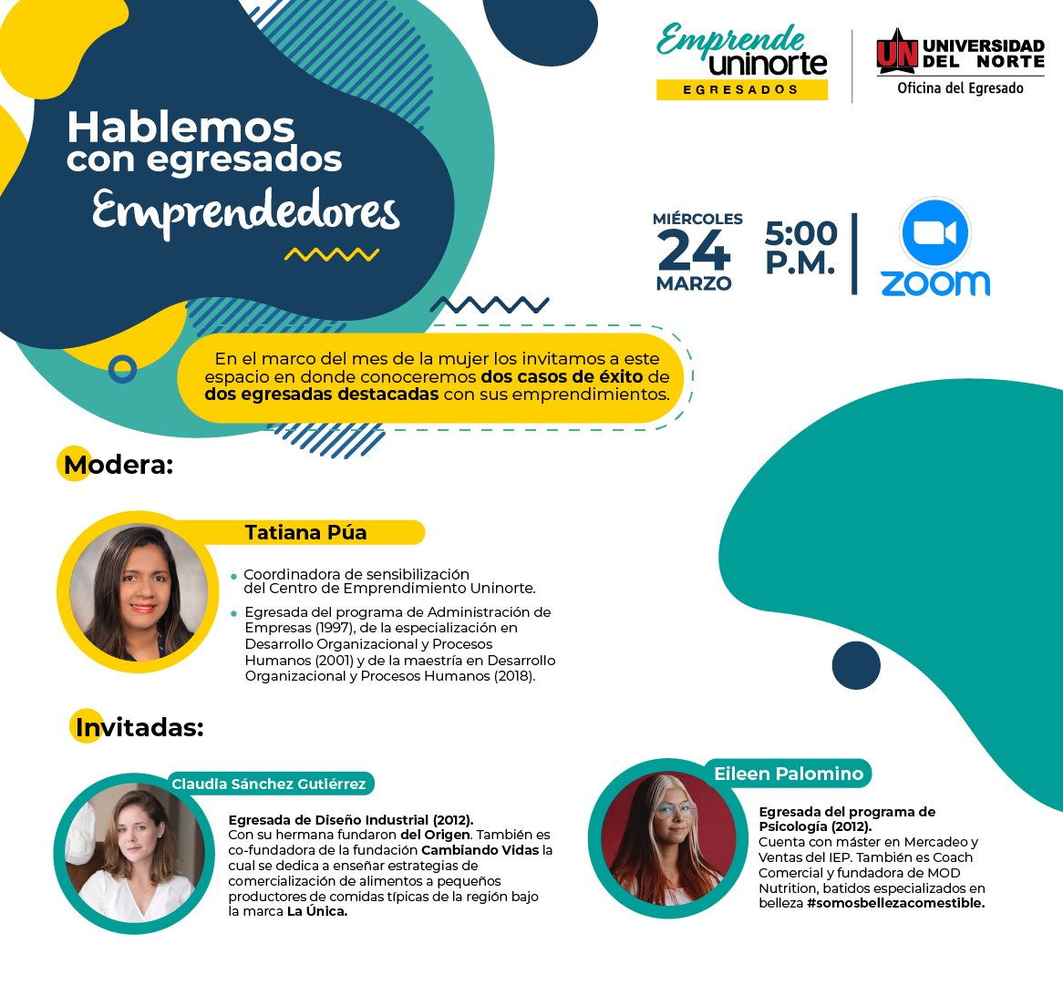 #EventoUninorte | Dos egresadas vuelven a su alma mater para conversar sobre sus emprendimientos: <a href="/delOrigen_/">delOrigen</a> y Mod Colombia. Modera Tatiana Pua, coordinadora de sensibilización del <a href="/Uninortemprende/">Centro Emp. Uninorte</a>.

Inscríbete 👉bit.ly/3ly6oho