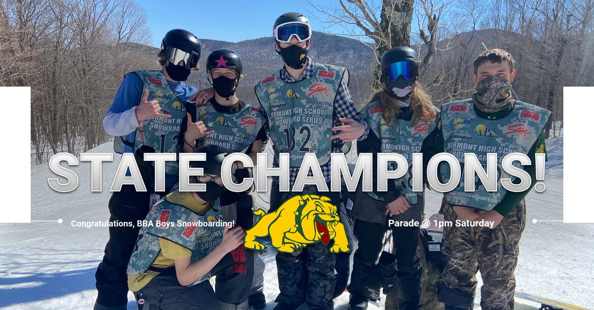 Congratulations to our Boys Snowboard Team. Please join us on Saturday 3/20 at 1pm to celebrate their State Championship victory with a fire truck parade!