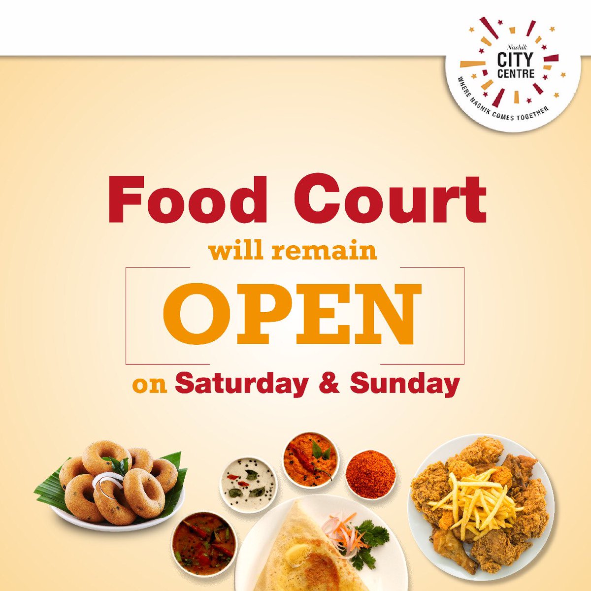 nasikcitycentre's tweet photo. We are happy to serve you with all the safety precaution. Food Court will be open on Saturday and Sunday.
#foodcourt #mallfoodcourtopen #foodcourttime
#exploreccm #citycentremall #mallsinindia #nashikmall #malldiscounts #malloffers #shakes #foodcourt https://t.co/9n0JW5M8DQ