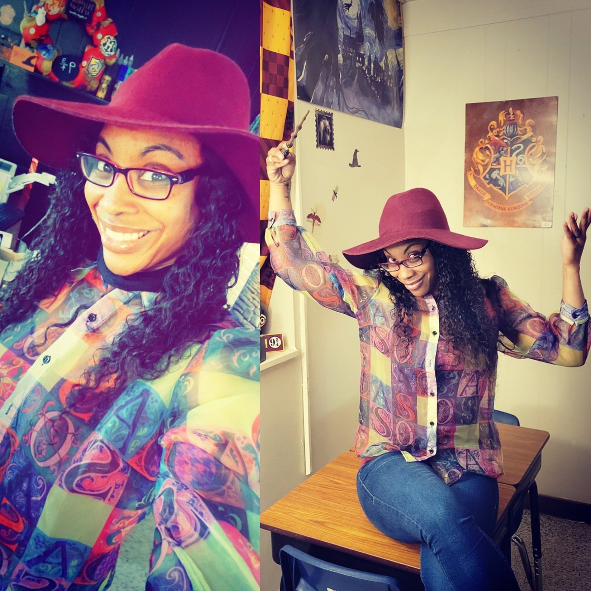 thenajrobinson's tweet photo. Professor Robinson and her #ElderWand #iTeachMuggles #najrobinson #teacher #teacherlife #educator #mathteacher #aspiretoinspire #bethechange #FashionFriday #TransformingMugglesToMathWizards #trendsetter #blackgirlmagic #blackexcellence https://t.co/ufJonJPehW