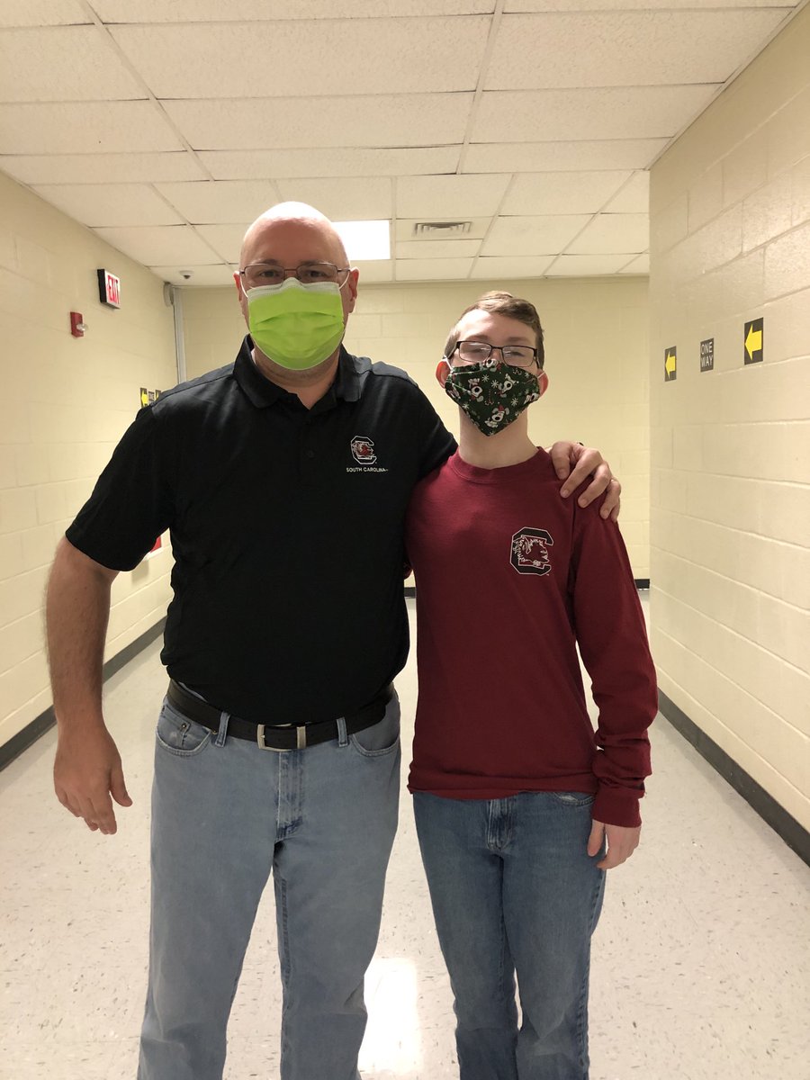 My buddy Cael and I repping our Beloved Gamecocks! He comes to see me every morning, gets a fist bump, shows me his watch of the day, and his shirt of the day. I sure do love this kid.