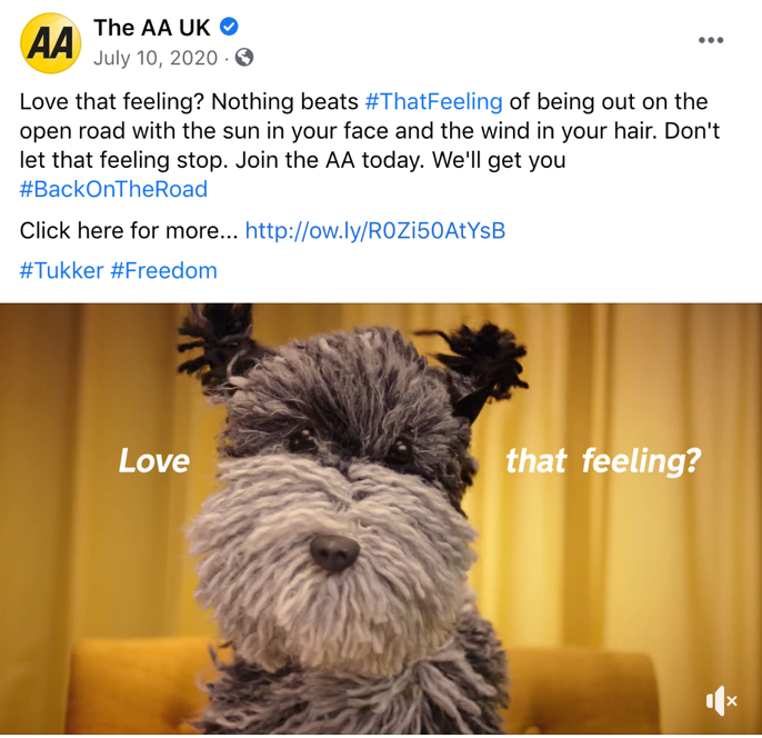 zixiao200's tweet photo. #digitalmarketing  The advertising campaign: LOVE THAT FEELING @TheAA_UK is effective under pandemic because it considered the target group's real higher needs: freedom and joy, chose the perfect timing, and aligned with the pandemic's actual situation. 
@SheridanAAM https://t.co/MatF8ejBq2