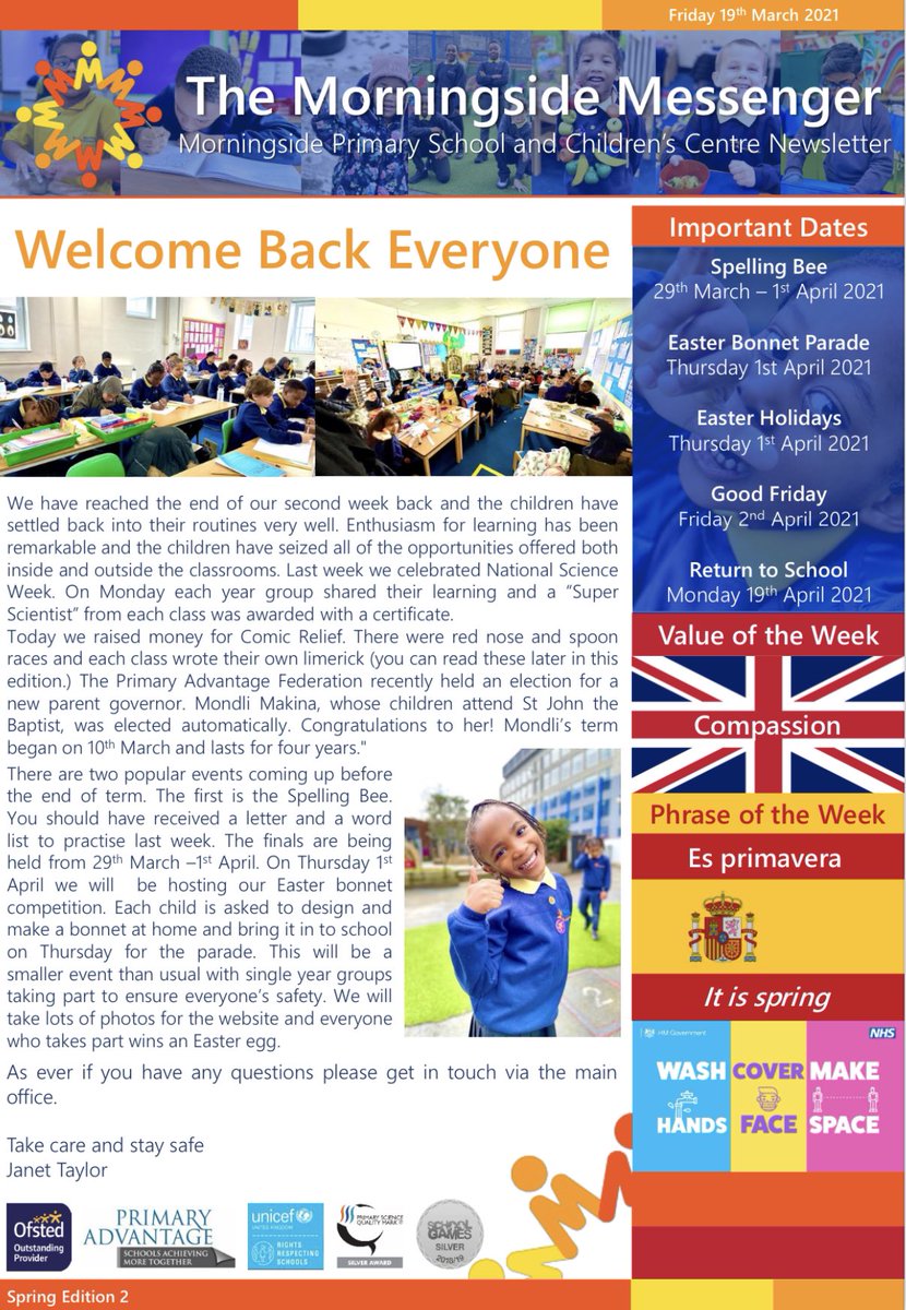 Morningside_ps's tweet photo. The latest edition of the Morningside Messenger is now available on the school website

 #Newsletter #SchoolBulletin #SchoolJournal #NewsUpdate #SchoolMag #SchoolMagazine #SchoolNews #SchoolNewsPaper https://t.co/x3liWQfuyJ