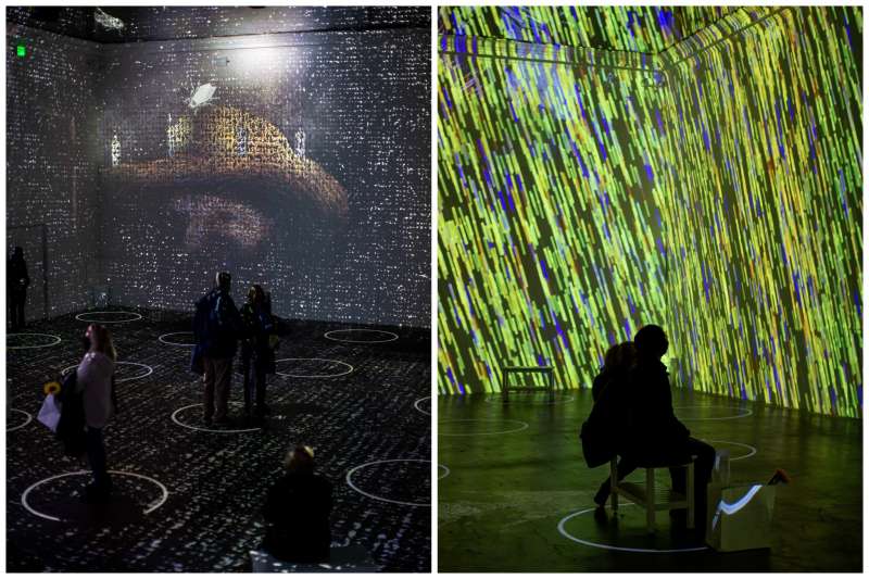 SFGate's tweet photo. Currently, SF health ordinances allow the Van Gogh exhibit to operate at 25% capacity, but they are currently capping the number of visitors at 12.5%, which amounts to 120 people throughout the entire space, including waiting areas and a gift shop. https://t.co/dF4pLHtLjd