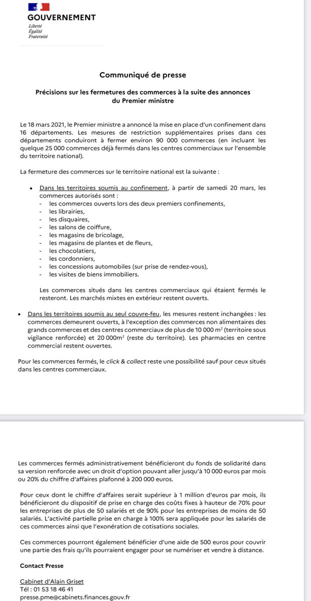 cftc_sfrdistrib's tweet photo. Bonsoir à tous!
Pour info: les magasins qui étaient ouvert samedi dernier ouvre demain « samedi 20 mars jusqu’à 19h ».
Et ceux qui étaient fermés reste fermés pour le moment (la direction est en attente du décret pour plus d’info)
#CFTCAVOSCOTES #sfrdistribution https://t.co/2c3yIj6Xfa