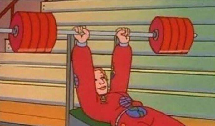 luukeski's tweet image. When people ask me what my goals are in the gym, I show them this picture. I wanna be able to throw up 4 plates like Ms. Frizzle