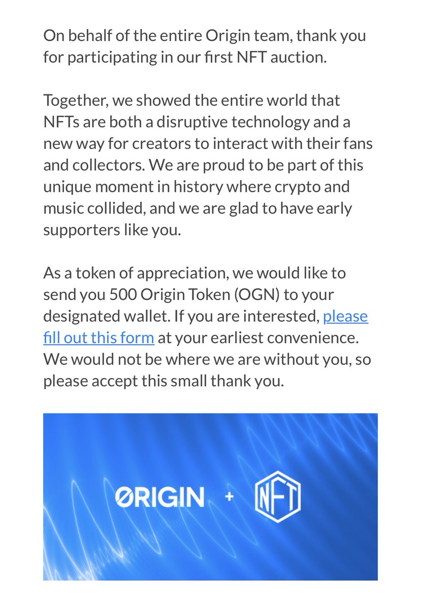 ghoti_eth's tweet image. 🚨Just got my first airdrop from @OriginProtocol for participating in the @3LAU Ultraviolet auction 🤯

I already saw my $OGN double since beg of March so this is icing on the cake 🎂 

I’m a firm believer in Origin and in particular $OUSD and #Dshop 🙌🏼