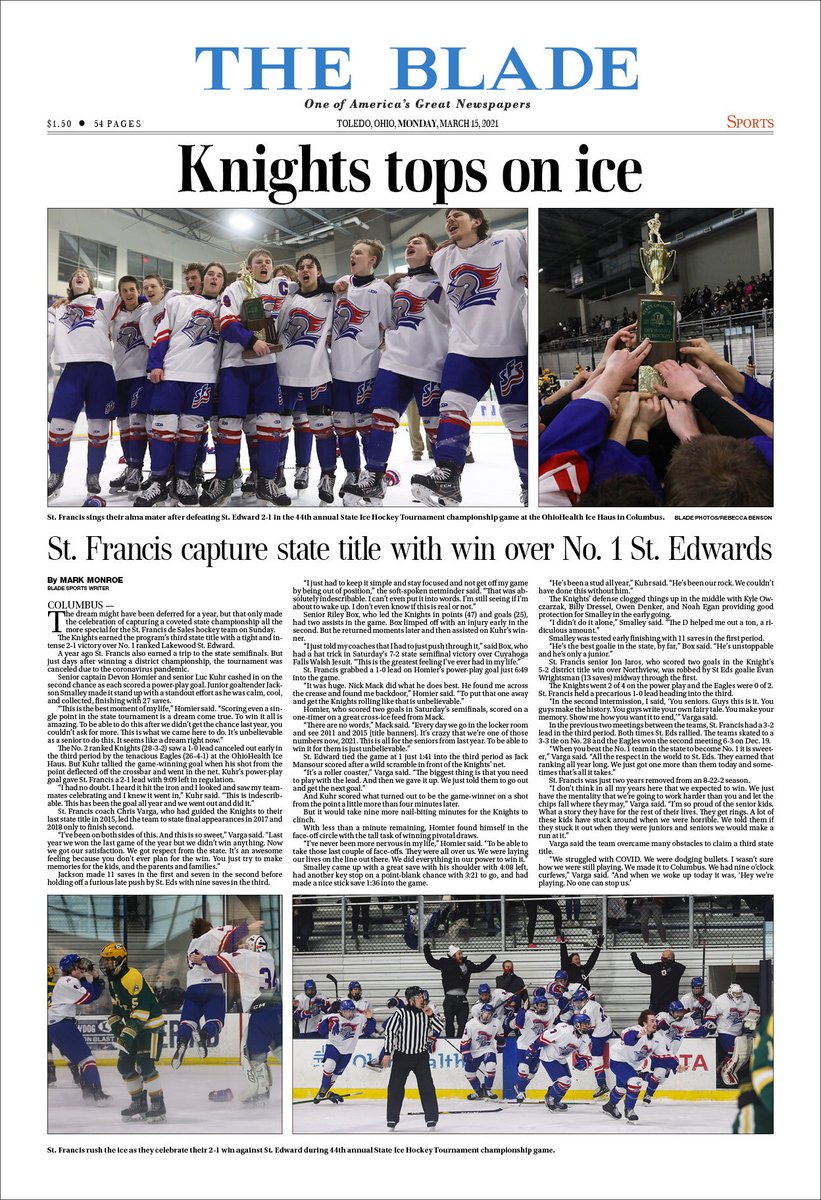 MonroeBlade's tweet photo. Hey @SFSAthletics hockey, check out this custom print designed to commemorate the Knights winning the 2021 state title.
It is available as a 13x19 poster or a framed 13x22. 
More info:
https://t.co/5DLABLlmPy https://t.co/EAfiyMI6GM