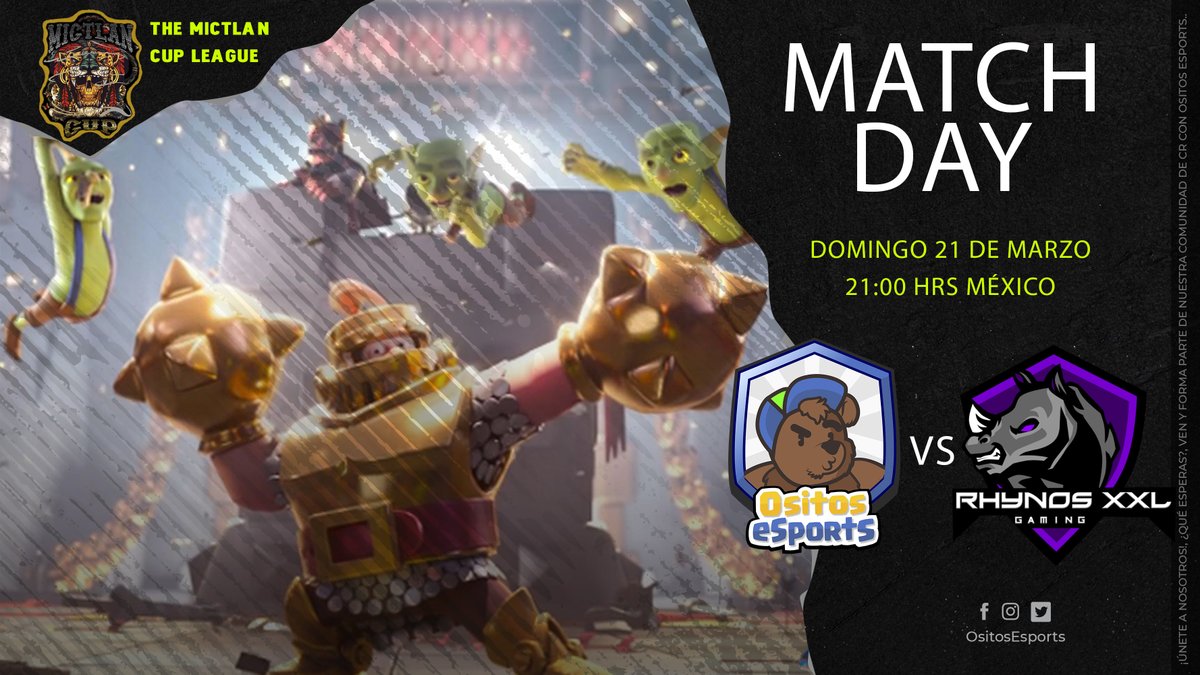 🧸 - Vamos por el pase a cuartos de final...
🐻 - #OsitosConTodo 
🏆 - @CupMictlan
🆚 - @RhynosX 
🗓️ - Domingo 21 de Marzo
⏰ - 21:00 🇲🇽
♾️ - Octavos de final

👩‍ - Capitana
<a href="/LaurithaCR/">OS - Lauritha</a>

👨‍💼 - CEO
<a href="/TJS_Iran_R/">TJS - Iran R</a>

🎨 - <a href="/CaveQs/">QS I Cave</a>