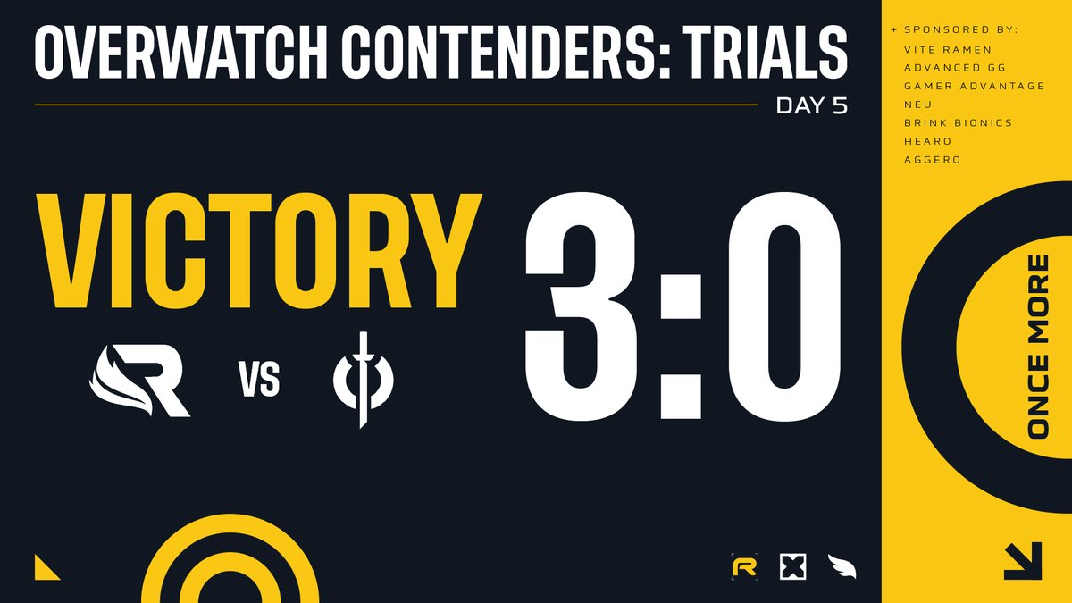 "Loss" isn't in our vocabulary.

We take yet another victory vs <a href="/SusanooGG/">SUSANOO</a>, finishing contenders trials undefeated! GG's! Thank you for all of the support throughout the season, and with that, we'll see you in Contenders. 😎

✨#OnceMore