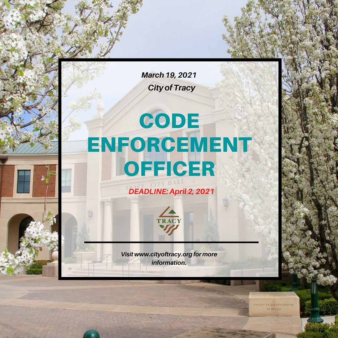 cityoftracy's tweet image. Do you want to #WorkInsideTheTriangle? The City of Tracy is currently recruiting for a Code Enforcement Officer. Visit bit.ly/3cTVKgS learn more about the position and to apply.

#CityOfTracy #TracyCA #ThinkInsideTheTriangle #EmploymentOpportunity