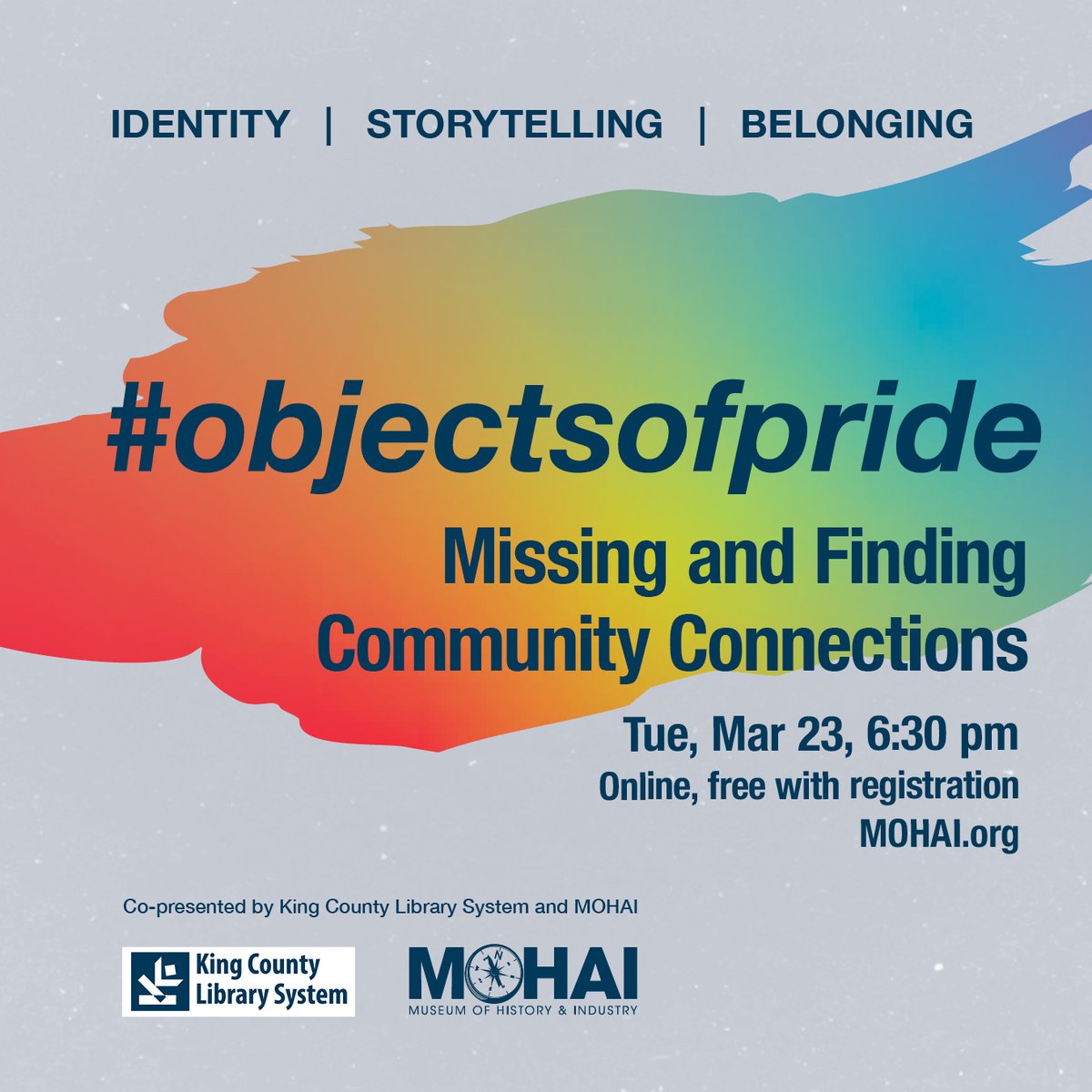 MOHAI's tweet photo. Join MOHAI + @KCLS for an evening of LGBTQ+ storytelling and community on Tuesday, March 23!
Learn more and register for this 🆓 event ➡ https://t.co/wF4hOEXfM4 https://t.co/BtnwyY7sf7