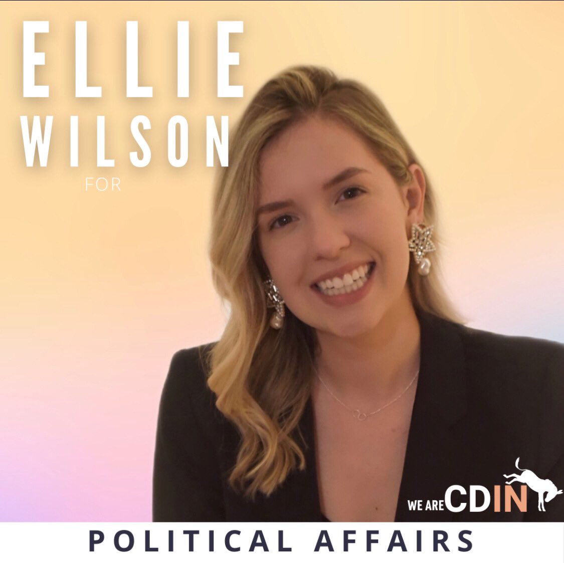 WeAreCDIN's tweet photo. It’s our pleasure to introduce you to Ellie Wilson, our candidate for Director of Political Affairs!

Ellie uses she/her/hers pronouns. 
Hometown: Ellie moved around a lot, but claims Indy! 
Major(s): I.R. and Philosophy
🌎Fun Fact: Ellie took a gap year between HS and college! https://t.co/kJh57hX2Wz