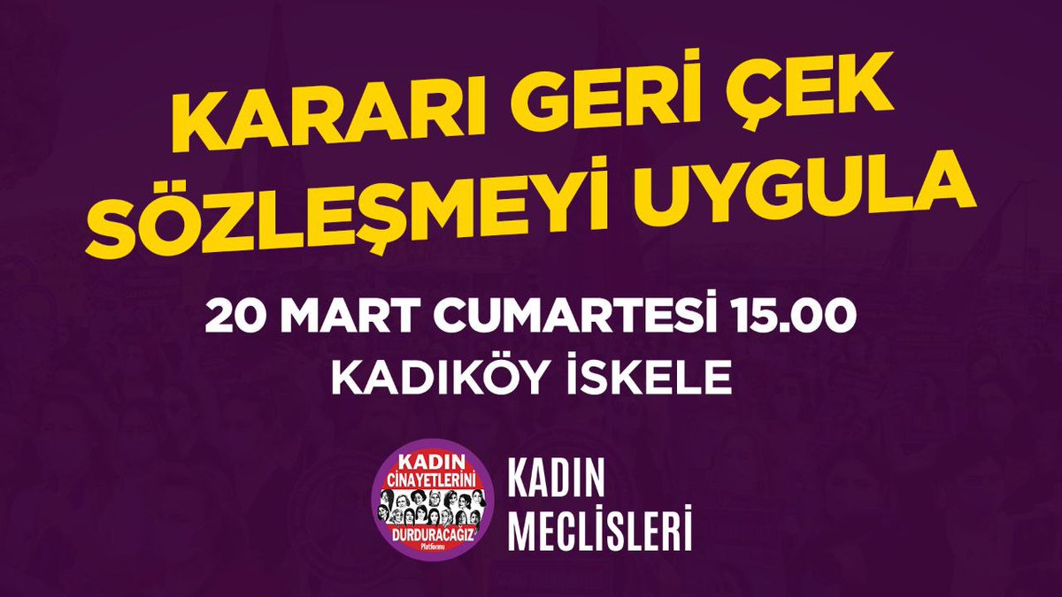 KadinCinayeti's tweet photo. Kararı geri çek
Sözleşmeyi uygula

📍15.00'de Kadıköy İskele'de buluşalım.

#AklınızdanBileGeçirmeyin https://t.co/ZDjWtsQk8r