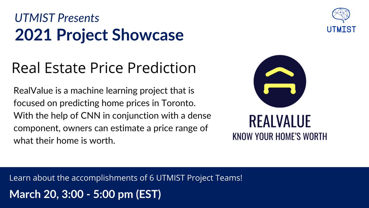 UTMIST1's tweet photo. RealValue is a machine learning project that is focused on predicting home prices in the city of Toronto. With the help of CNN in conjunction with a dense component, owners can take a couple of pictures of their home, and estimate a price range of what their home is worth. https://t.co/p8ssUpPMLC