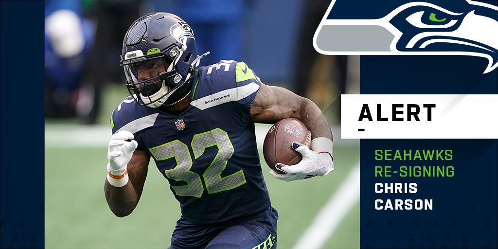 Seahawks, RB Chris Carson agree to two-year, $14.625 million deal. (via <a href="/TomPelissero/">Tom Pelissero</a>)