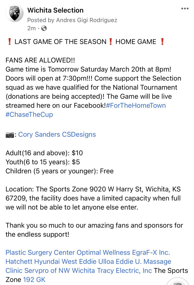 WSelection's tweet photo. ❗️LAST GAME OF THE SEASON❗️HOME GAME ❗️

FANS ARE ALLOWED!!
Game time is Tomorrow Saturday March 20th at 8pm! Doors will open at 7:30pm!!! #ForTheHomeTown #ChaseTheCup

📷: @csdesigns_ https://t.co/UwhaGHVryN