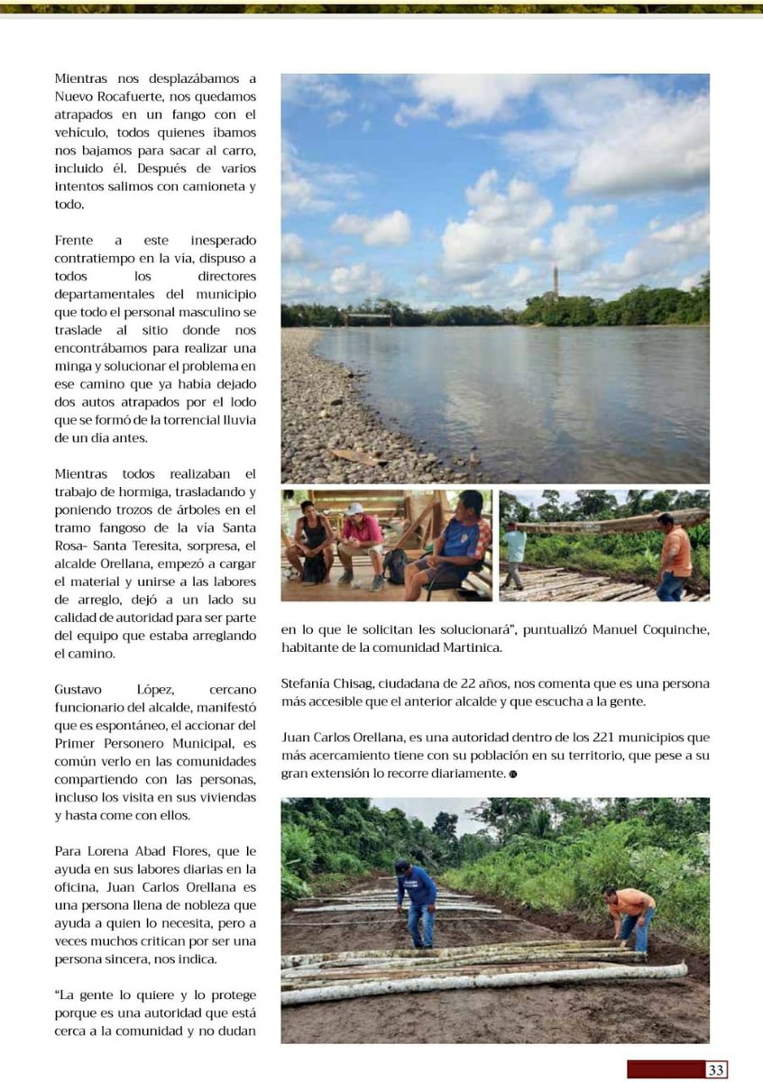 GadAguarico's tweet photo. #Publicación Revista La Verdad.
Medio de comunicación, califica a la Primera Autoridad Municipal de Aguarico y Presidente de la Regional 2 de AME, como un Alcalde obrero y todo terreno. https://t.co/uHetbCzYoL