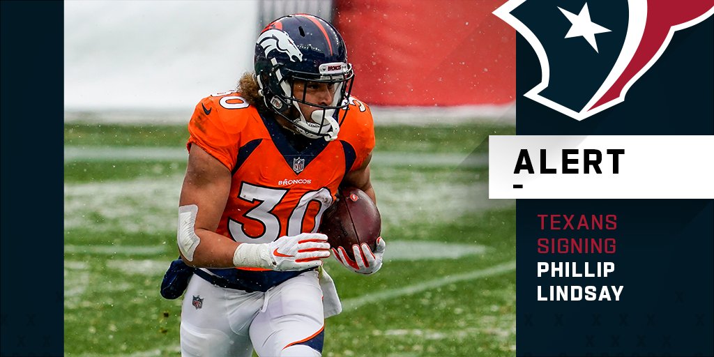 NFL on X: 'Texans, RB Phillip Lindsay agree to one-year deal.   / X