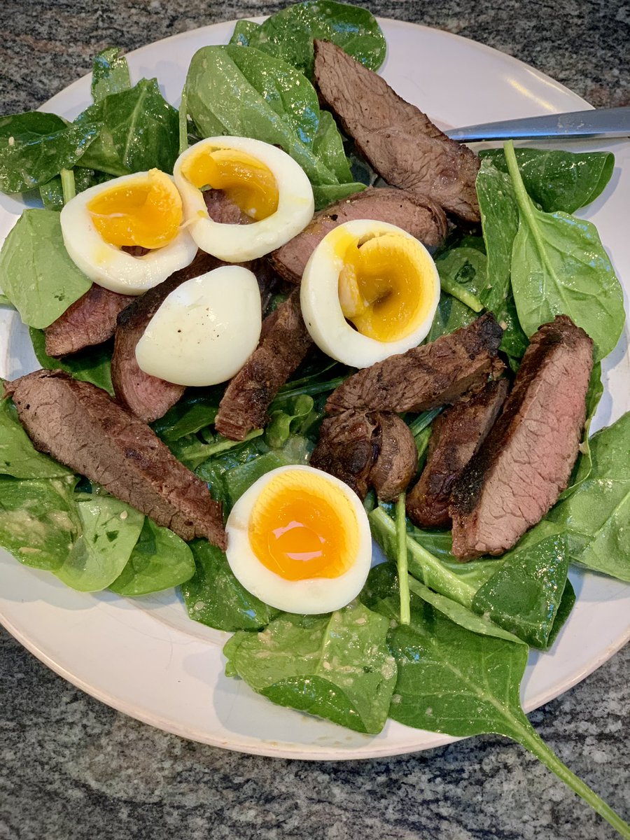 superfarmtim's tweet photo. Dinner. @superfarm_org sirloin steak on spinach w pasture raised egg. Yum https://t.co/iHaSxoIvhI
