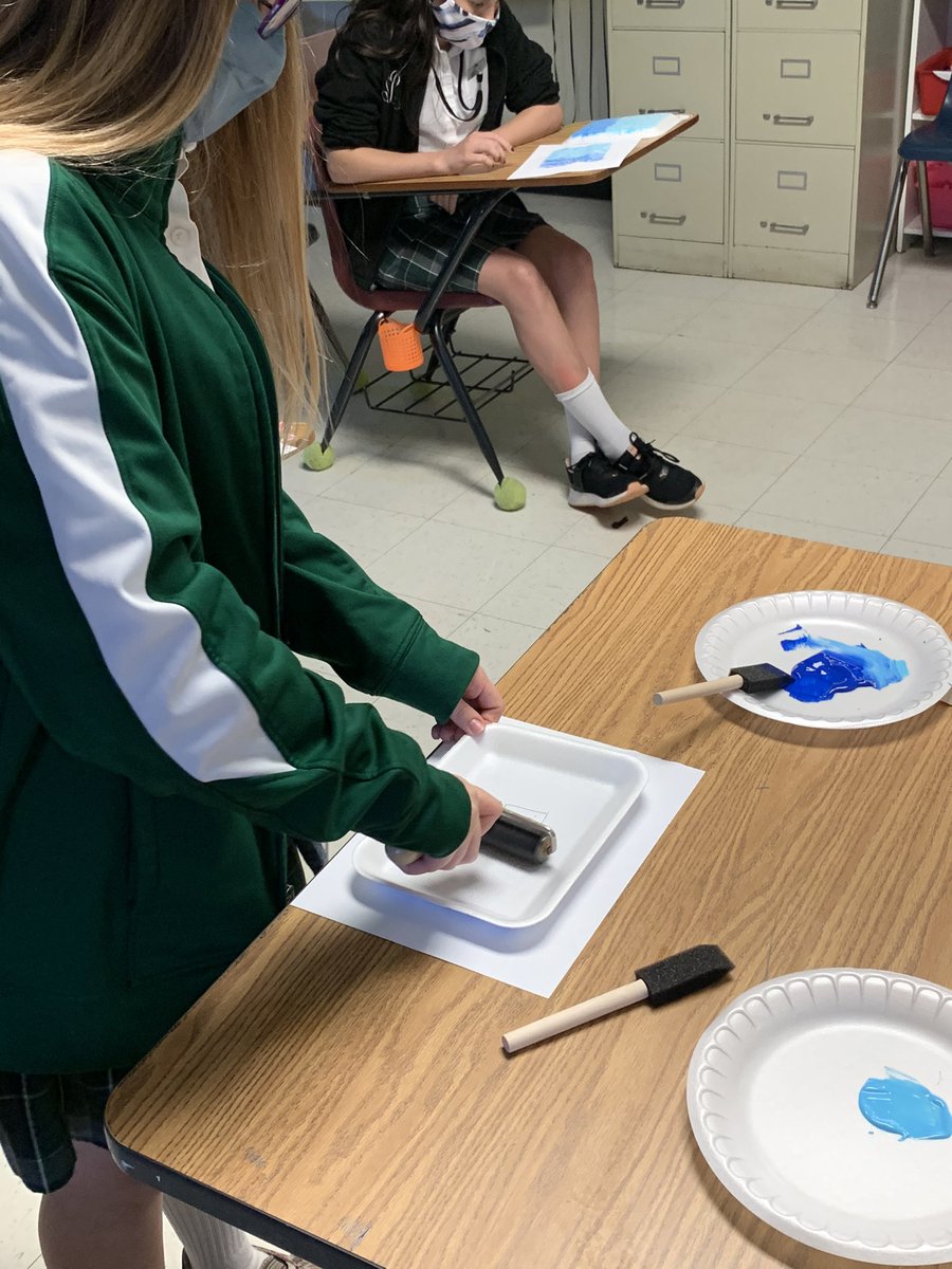 mrsahowell3's tweet photo. Mr. Roberts and I are covering Middle Ages China in 8th grade SS. We recreated Chinese woodblock printing with styrofoam trays in our elective classes! @Clarkshaweagles @empowermcpss https://t.co/O9mEYaKhxG