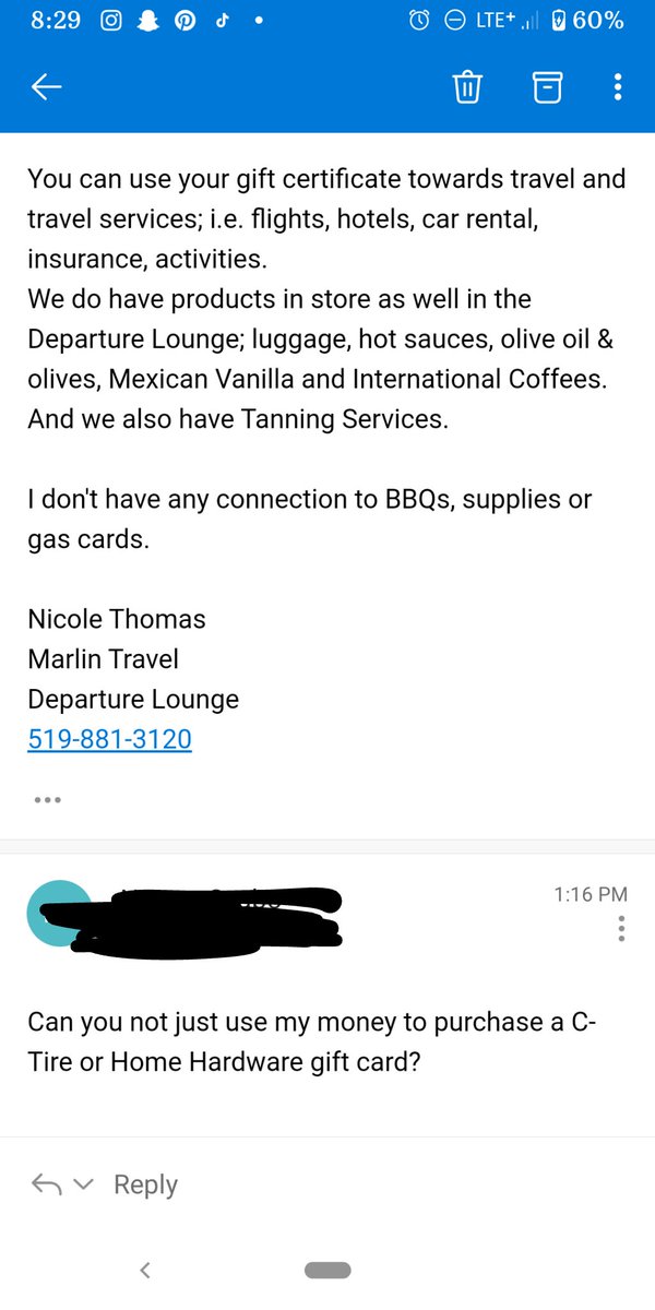 Travelling_Nic's tweet photo. No ma'am, I will not turn your travel certificate into another stores gift card. Do any other business owners receive requests like this? Or is it only me? I encounter things like this all the time. Although, this one is certainly a first.
#smallbusiness #strangerequest https://t.co/89j6VLU5EV