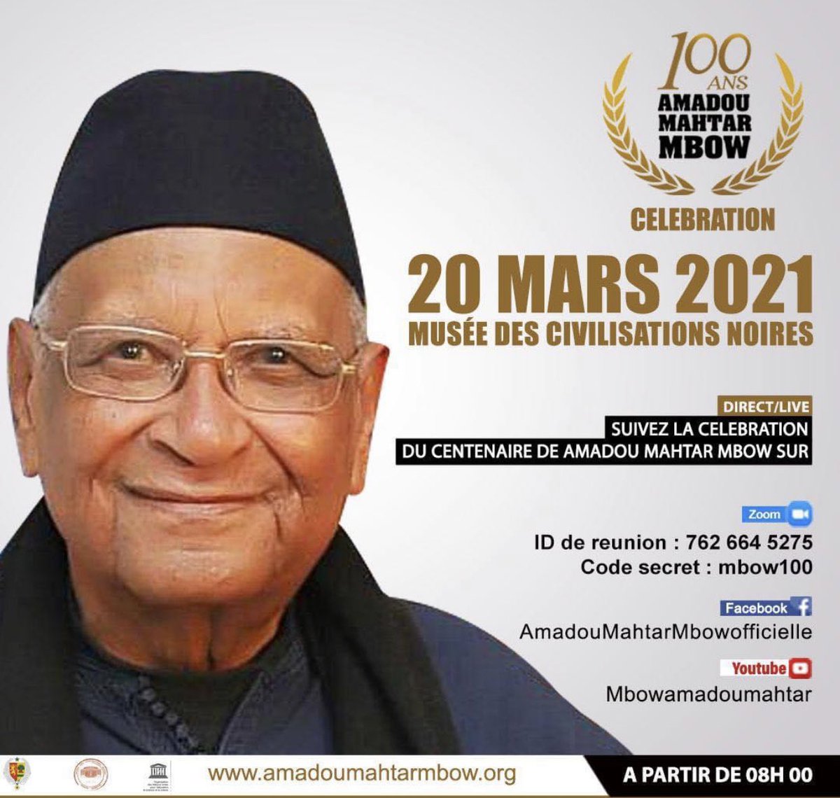 Il a 100 ans aujourd'hui 🥰🤲🏾🥳
Célébrons le GRAND #AmadouMahtarMbow❤️
Ancien Directeur de UNESCO 
Le premier à avoir lançait l’appel pour le retour du patrimoine culturel africain 🙏🏾
#exemple #référence #patrimoine #Sénégal #FiertéNationale🇸🇳🇸🇳🇸🇳