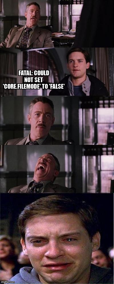 overflow_meme's tweet image. fatal: could not set 'core.filemode' to 'false' stackoverflow.com/questions/6671… #github #gitclone #git #linux