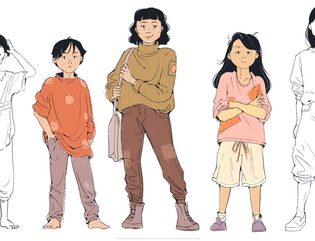 In light of the racist Br*ce Lee comic, here are some sketches of Korean characters by a Korean artist for OTHER SIDE OF TOMORROW, with author @TinaMCho, publishing from Harper Collins in 2023 