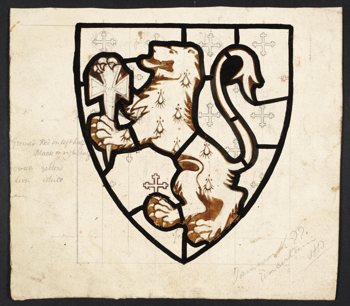 TateArtBot's tweet photo. Philip Webb, Study for Heraldic Glass, 1893 https://t.co/RJQOBBA32w #museumarchive #philipwebb https://t.co/yKkVm5Qcnc