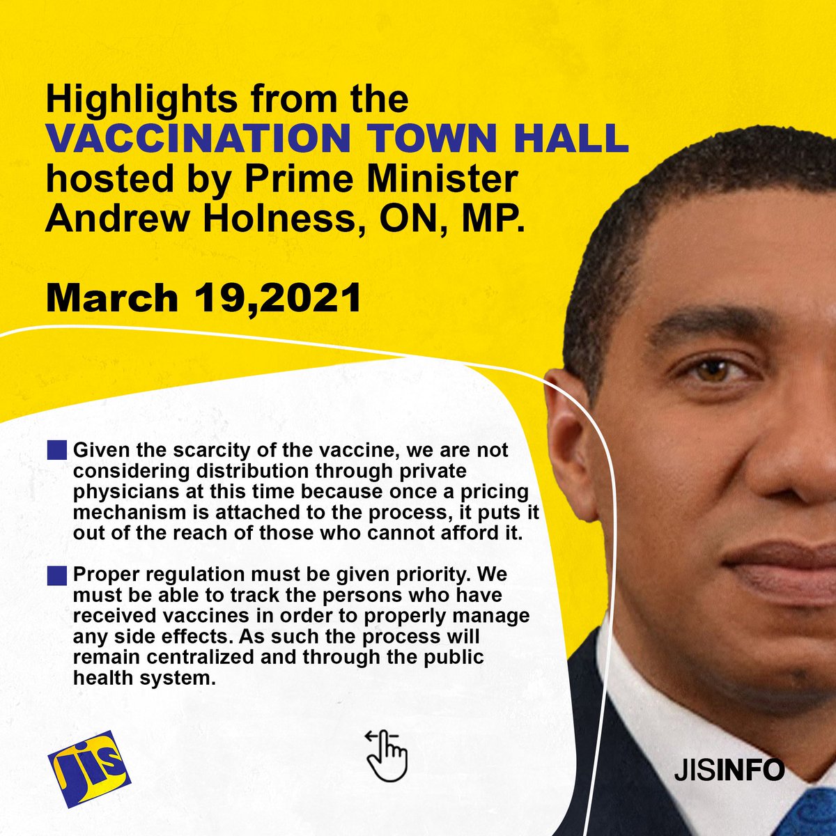 Earlier today, Prime Minister Andrew Holness hosted a Town Hall on vaccination. Here are some highlights.