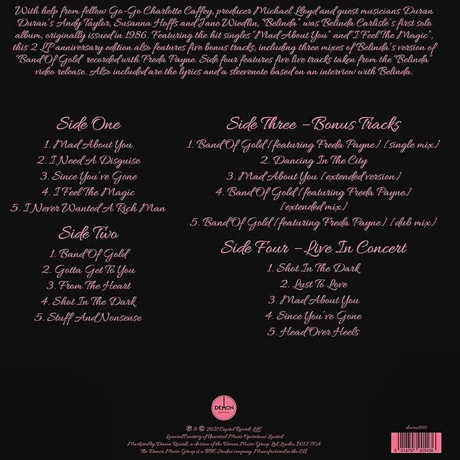 Belindajo58's tweet photo. 35th Anniversary Re-Issue available in May. Pre-order at @AmazonUK #pinkvinyl #vinyl #belindacarlisle #belinda #anniversary https://t.co/0e80tWT4ZK