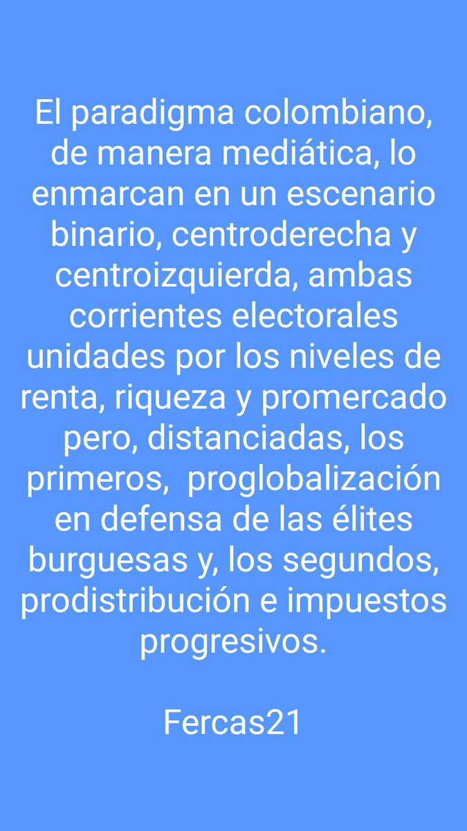 apostolfin's tweet photo. #Fercas21 El #paradigma colombiano, de manera mediática, lo enmarcan en un #escenariobinario, #centroderecha y #centroizquierda, ambas corrientes electorales unidades por los niveles de #renta, #riqueza y #promercado pero, distanciadas, los primeros,  #proglobalización... https://t.co/qkQZBKXXDa