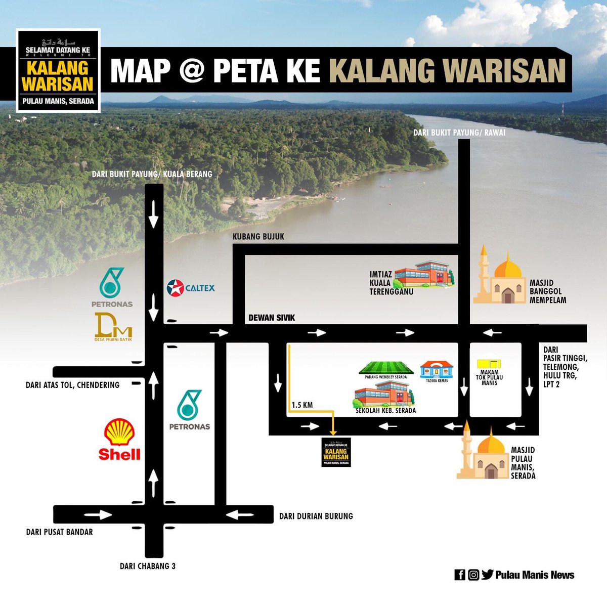 kalangwarisan's tweet photo. Yang tertanya-tanya laluan ke mari, boleh buat panduan map yang kita sediakan

📍
https://t.co/qrGbXJDAo3

Semoga selamat sampai &amp; pulang.
Visit @TrgTourism @twt_terengganu

Terima kasih semua yang support perkembangan Kalang Warisan.

#CommunityBaseTourism
#VisitPulauManisSerada https://t.co/cEKdIQNOWq
