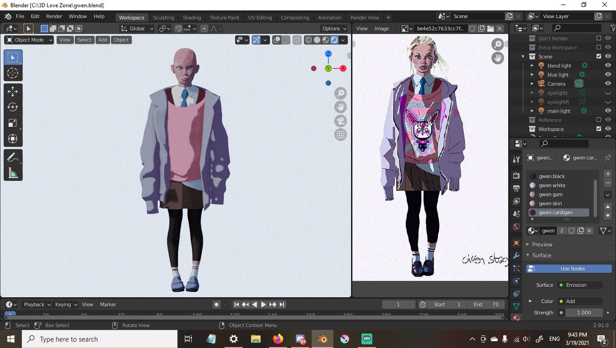 joyof3d's tweet image. Here&apos;s a little WIP photo of #AlbertoMielgo &apos;s Gwen Stacy in #b3d #bnpr