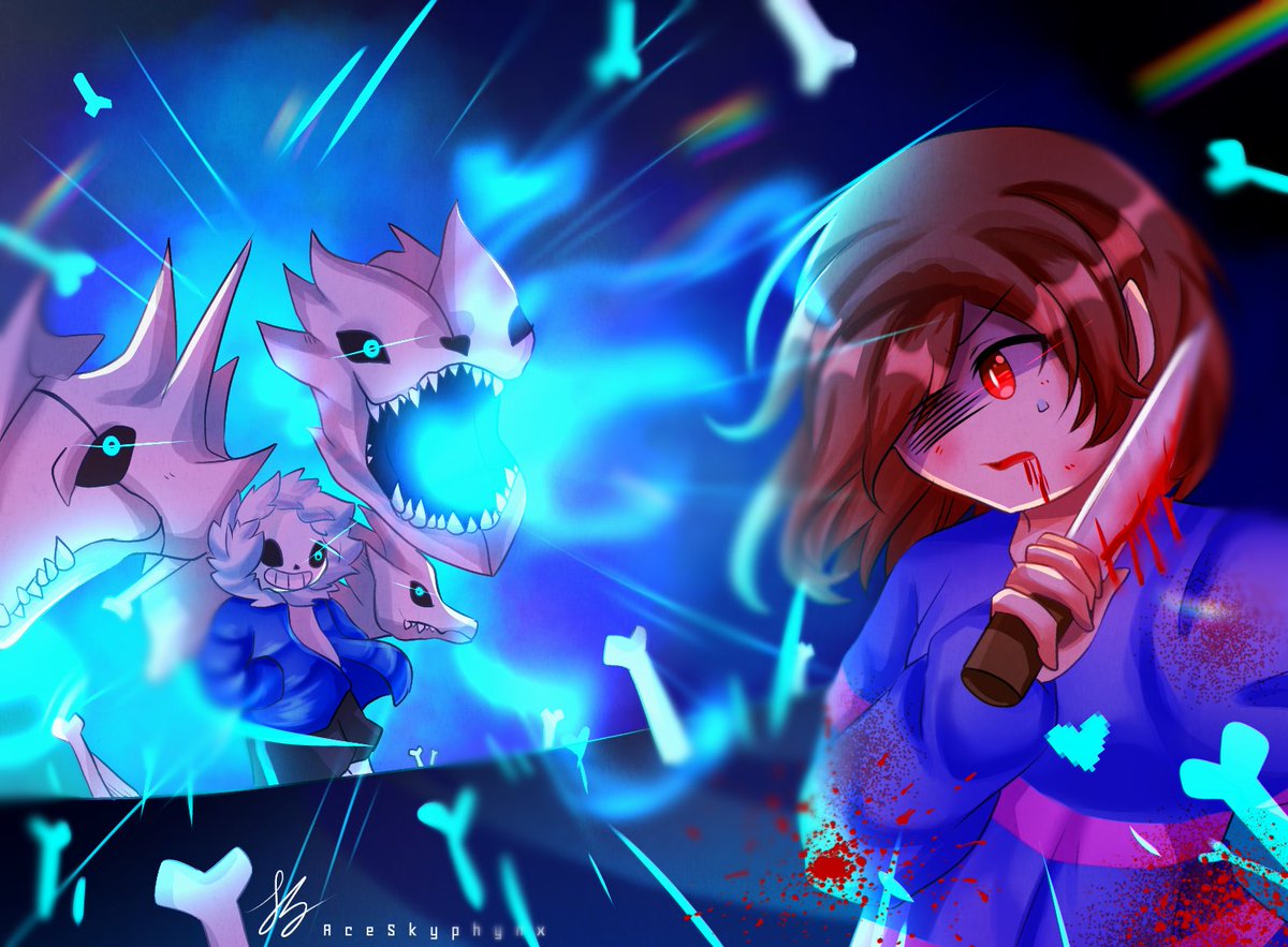 𝕊 𝕂 𝕐 Repost Cuz I Forgot To Fix Sth Sans Battle Undertale Undertalefanart Sans Frisk