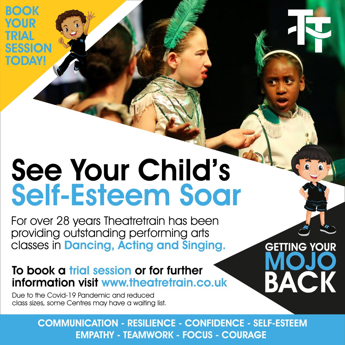 TT_BuryStEds's tweet image. We are delighted that we are able to start reopening our performing arts schools in England in April. 
Offering unbeaten tuition in dancing, acting, and singing. To register your interest, click here: bit.ly/VisitTheatretr…
#getyourmojoback #choosetheatretrain #activitiesforkids