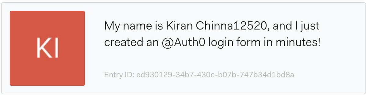 _sudo_user's tweet photo. I just created an @Auth0 login form in minutes! Try it yourself at https://t.co/0fFUp1e7W2 and enter the #ReactDayIN #Auth0LoginChallenge.

Its pretty easy! 🥳 https://t.co/zvbSemILL1
