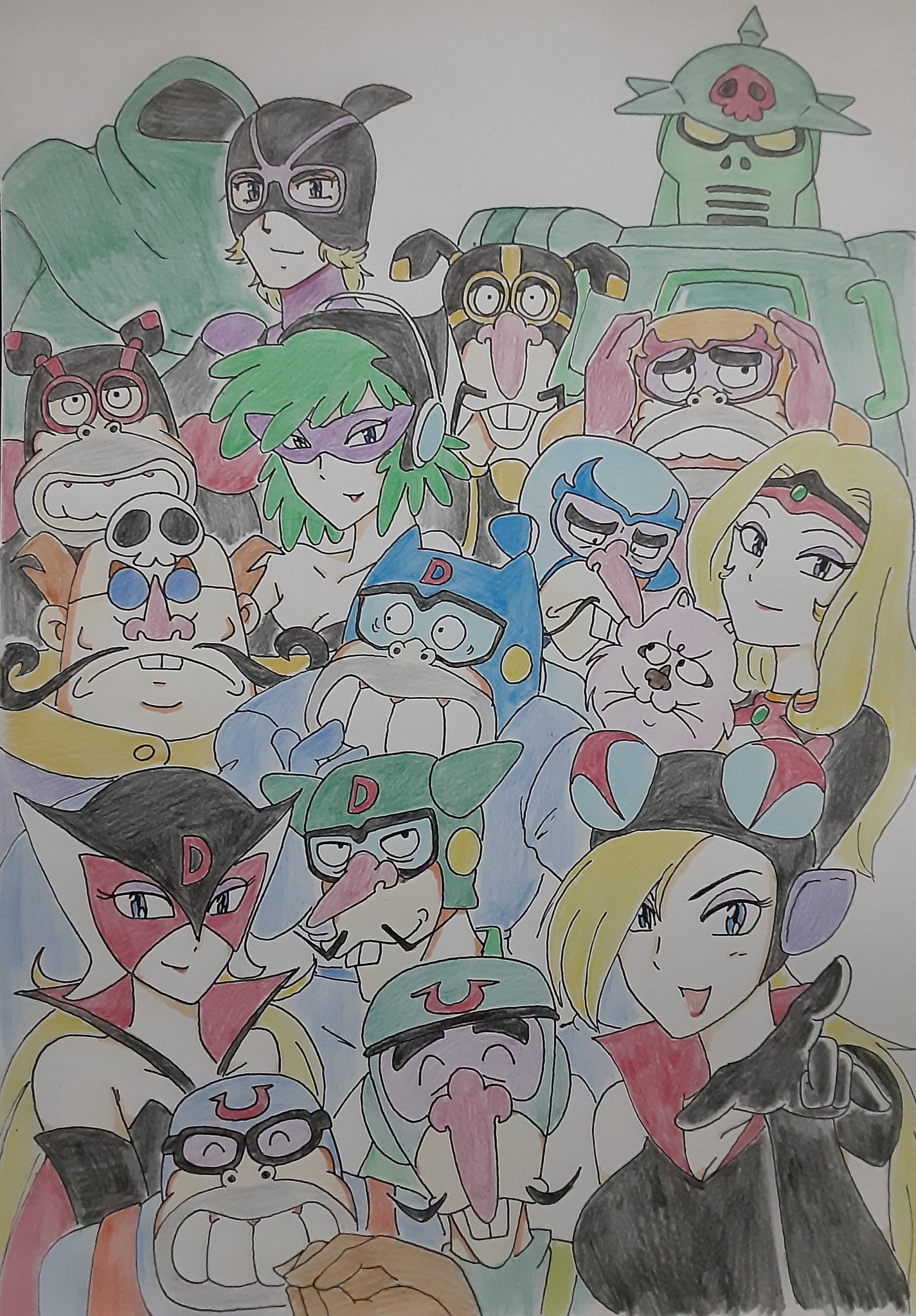 黒猫男爵 タイムボカンシリーズ タイムボカン ヤッターマン ゼンダマン タイムパトロール隊オタスケマン ヤットデタマン 逆転イッパツマン イタダキマン 怪盗きらめきマン 夜ノヤッターマン タイムボカン24 三悪ならぬ全悪 全45キャラ