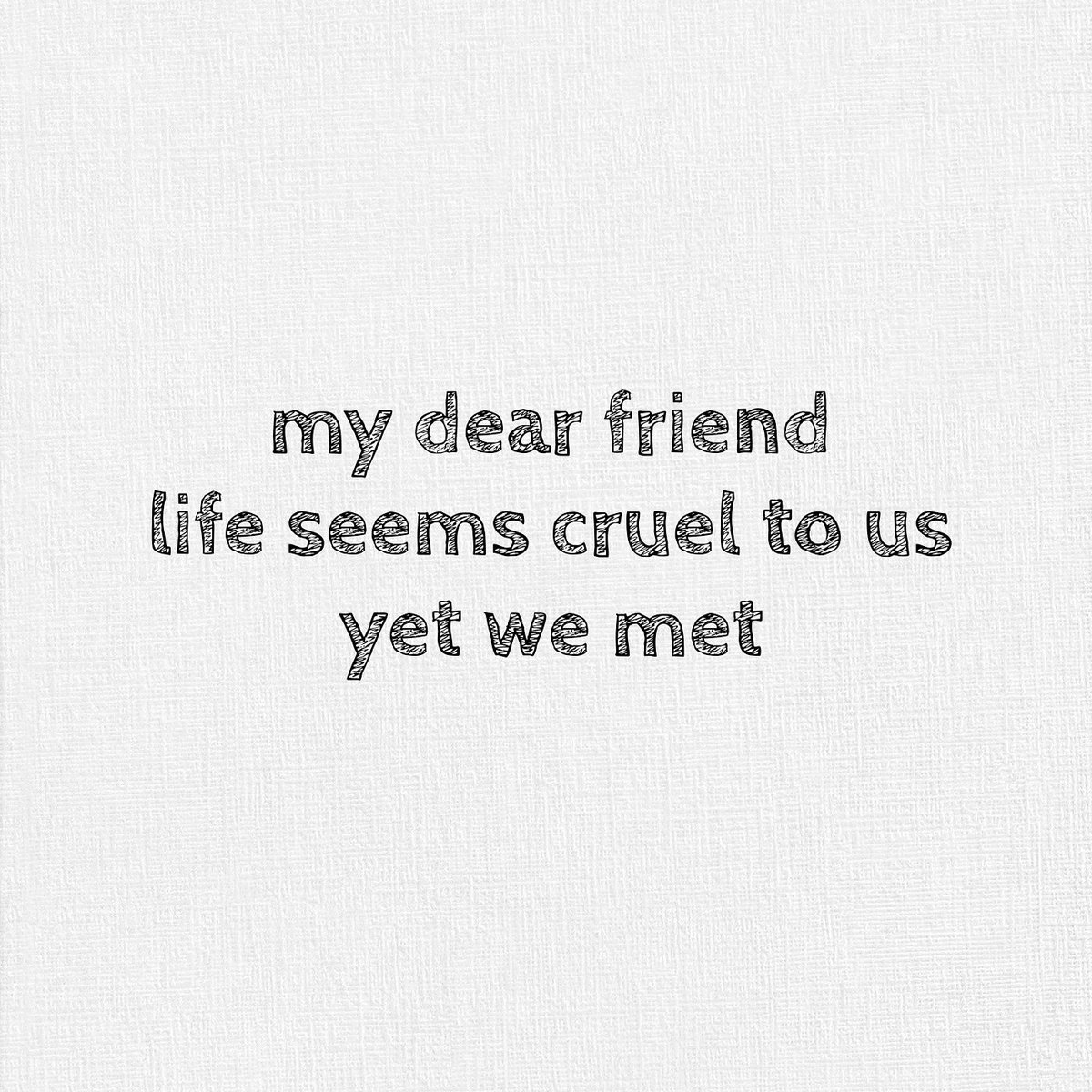 readwritehaiku's tweet photo. my dear friend
life seems cruel to us
yet we met
#haiku #haikupoetry #haikupoem #poem #poet #poetry #poetrylovers #poems #micropoetry #micropoem #instahaikugram #heartbreak #heartache #goodbye #readwriterepeat #readwritehaiku #readwriteponder #readponderwrite https://t.co/fJWgAEiMmz