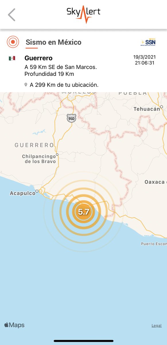 SkyAlertMx's tweet photo. Sismo magnitud 5.7 (SSN) ubicado a 59 km al sureste de San Marcos, Gro.

Detectado por @RedSkyAlert con intensidad «violento» en epicentro.

Mapa y lista de localidades e intensidades detectadas por @RedSkyAlert.

Hasta ahora sin reporte de daños. https://t.co/oxXkgWeHCk