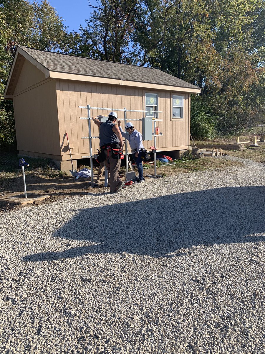 KCKCC Building Engineering students did a great job on roof framing and electrical service install.