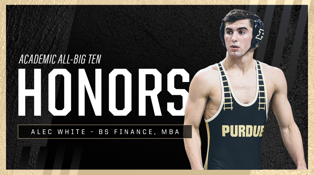 On and off the mat, <a href="/a_white1/">Alec White</a> is making the grade! The <a href="/PurdueWrestling/">Purdue Wrestling</a> athlete and student in the <a href="/PurdueKrannert/">Daniels Business School (krannert bot) at Purdue</a> #MBA Combined Degree program recently earned Academic All-Big Ten recognition.  ➡ bit.ly/academicB10 <a href="/PurdueSports/">Purdue Sports</a> <a href="/bigten/">Big Ten Conference</a> <a href="/B1GWrestling/">Big Ten Wrestling</a> #purdueuniversity