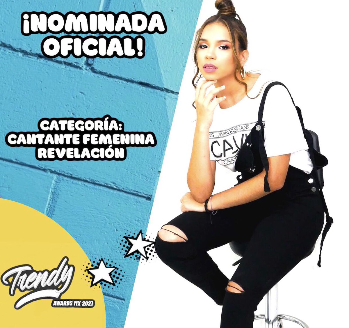 Felicidades <a href="/Angiefloreshn/">Angie Flores 💙🎶💜</a> ! 👏🏻👏🏻 Gracias a los votos de tus fans estás oficialmente nominada en la categoría “CANTANTE FEMENINA REVELACIÓN ”💙💙🥳🥳

#TrendyAwardsMx