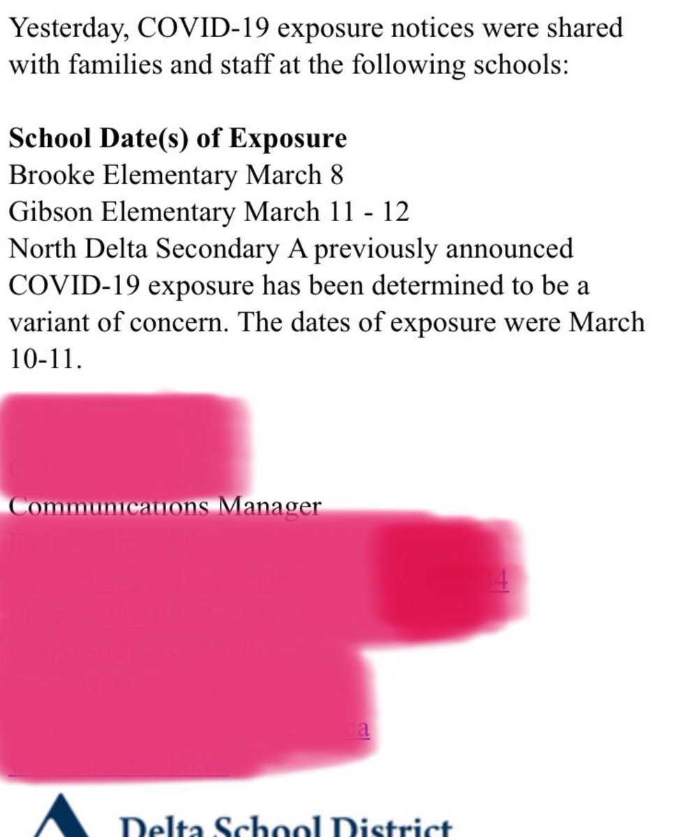 BCschoolCovid's tweet image. Variant of Concern Exposure at North Delta Secondary SD#37 on March 10th and 11th. 

Note: Variants detected at this school 3 times in 4 weeks. Transmission? Wish public health would tell us. #bced #covid19bc #VariantsOfConcern