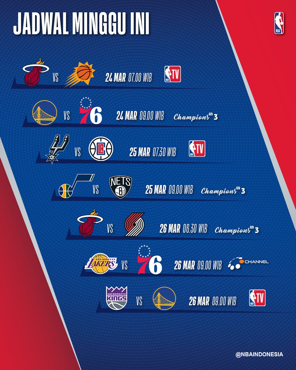 Nba Indonesia On Twitter Persaingan Di Nba Semakin Sengit Dan Memanas Catat Jadwal Pertandingan Seru Di Minggu Ini Dan Tonton Aksinya Di Champions Tv Vidio Ochannelupdates Dan Nba League Pass Premium Pertandingan