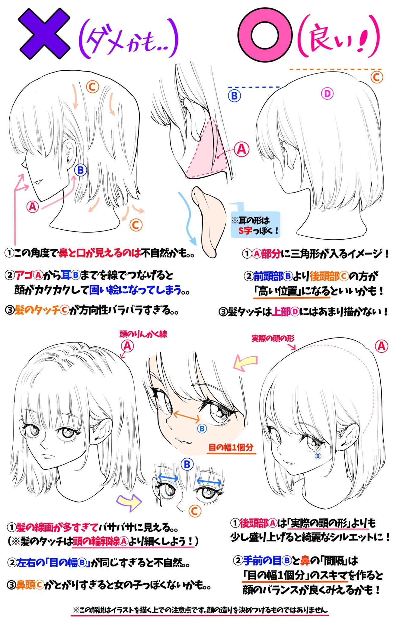 吉村拓也 イラスト講座 Twitterissa 女の子の顔アングルの描き方 美少女の比率が上達しやすいデッサン ダメかも と 良いかも T Co Rvt4pvvsox Twitter