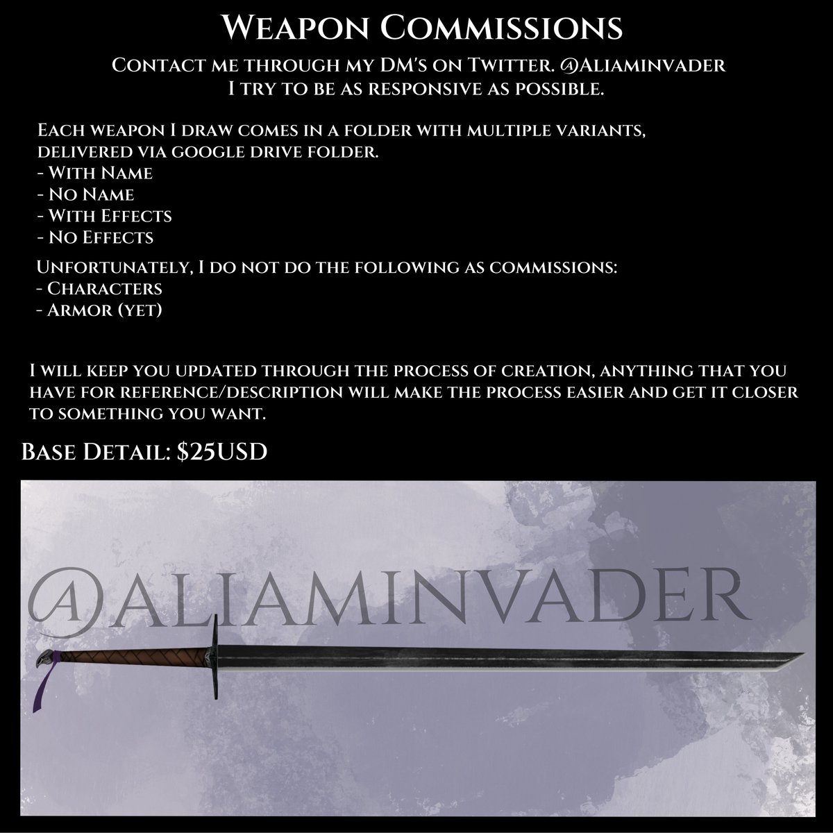 AliamInvader's tweet photo. My commissions are open! Reach out to me in my DM's with your ideas. I'm only doing a limited amount of slots right now as I get started with this.  #commissionsopen #DnD #FantasyArtists https://t.co/xu3T4V1PJu