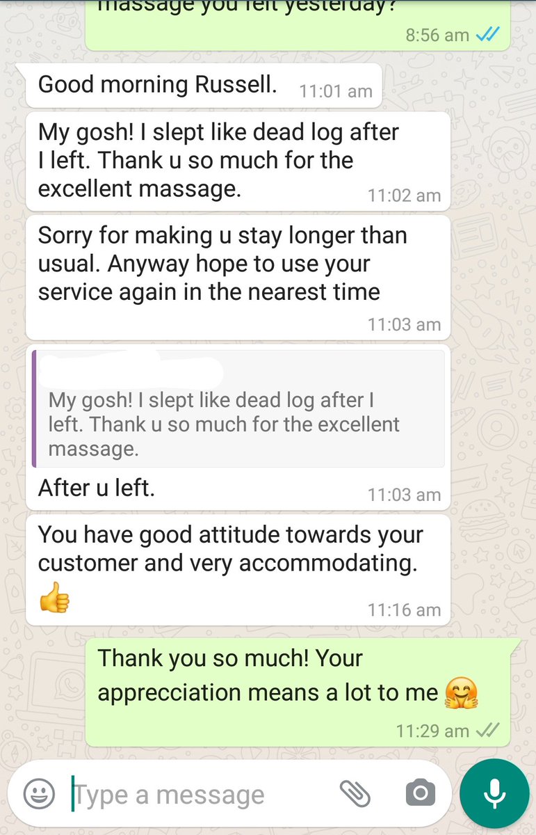 RussellMassX's tweet photo. It's been a while since my previous post and Malaysia Movement Restrictions is not as strict now 😆 (but we still need to be cautious and stay safe 👨🏻‍✈️) 

This client is a massager-lover who love having massages done regularly. It's his first time having me over and he loves it! https://t.co/Gg2GqdBkk7