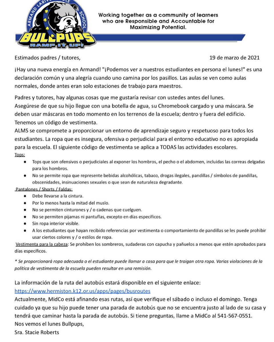 ArmandLarive's tweet photo. Bullpups we are so excited for Monday! Attached is a newsletter with some reminders for school and bus information.
Have a safe weekend. 
Mrs. Roberts https://t.co/7Km51qXOEH